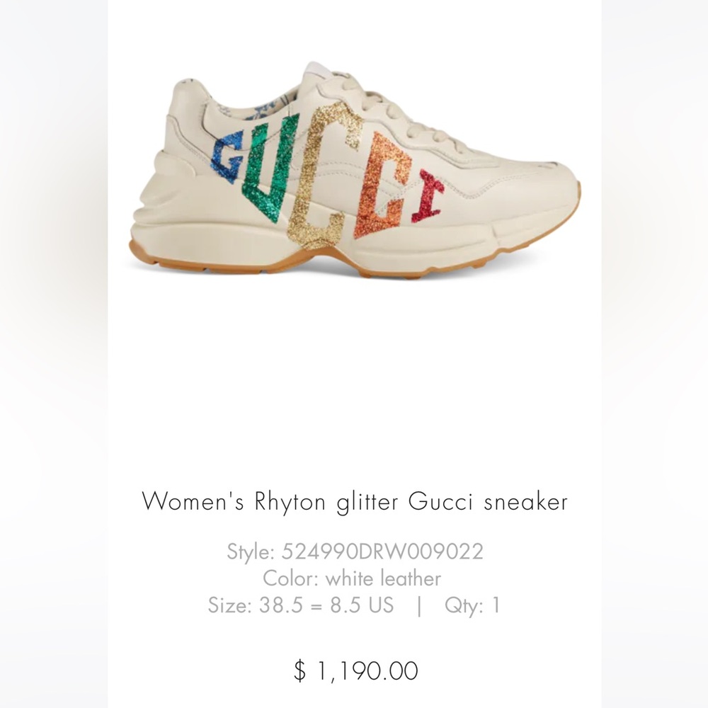 NWT Gucci Rhyton glitter sneaker